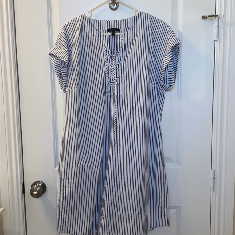 J. Crew Crisp Cotton Striped Shift Dress